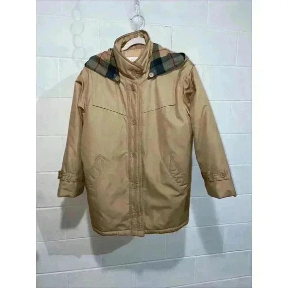 London Fog Women's Parka Jacket 8REG Tan Lined Detachable Hood Quilted Commuting - Picture 1 of 10